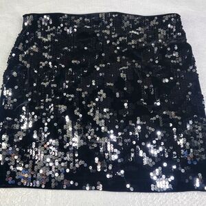 Express Black Sequin Mini Skirt Stretchy elastic waist Comfortable Size Medium
